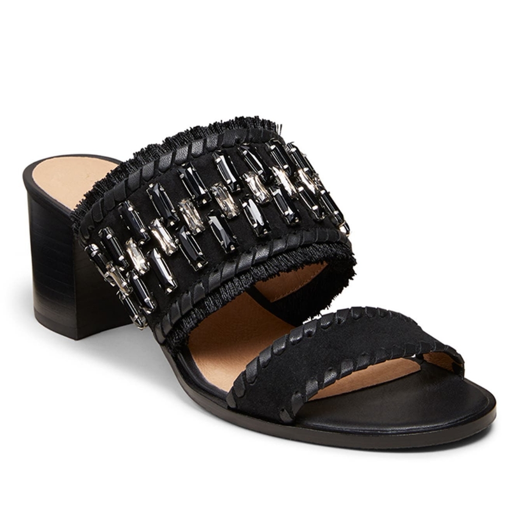 Like new, Jack Rogers Sandal in black, size 7,  block heel with bling!